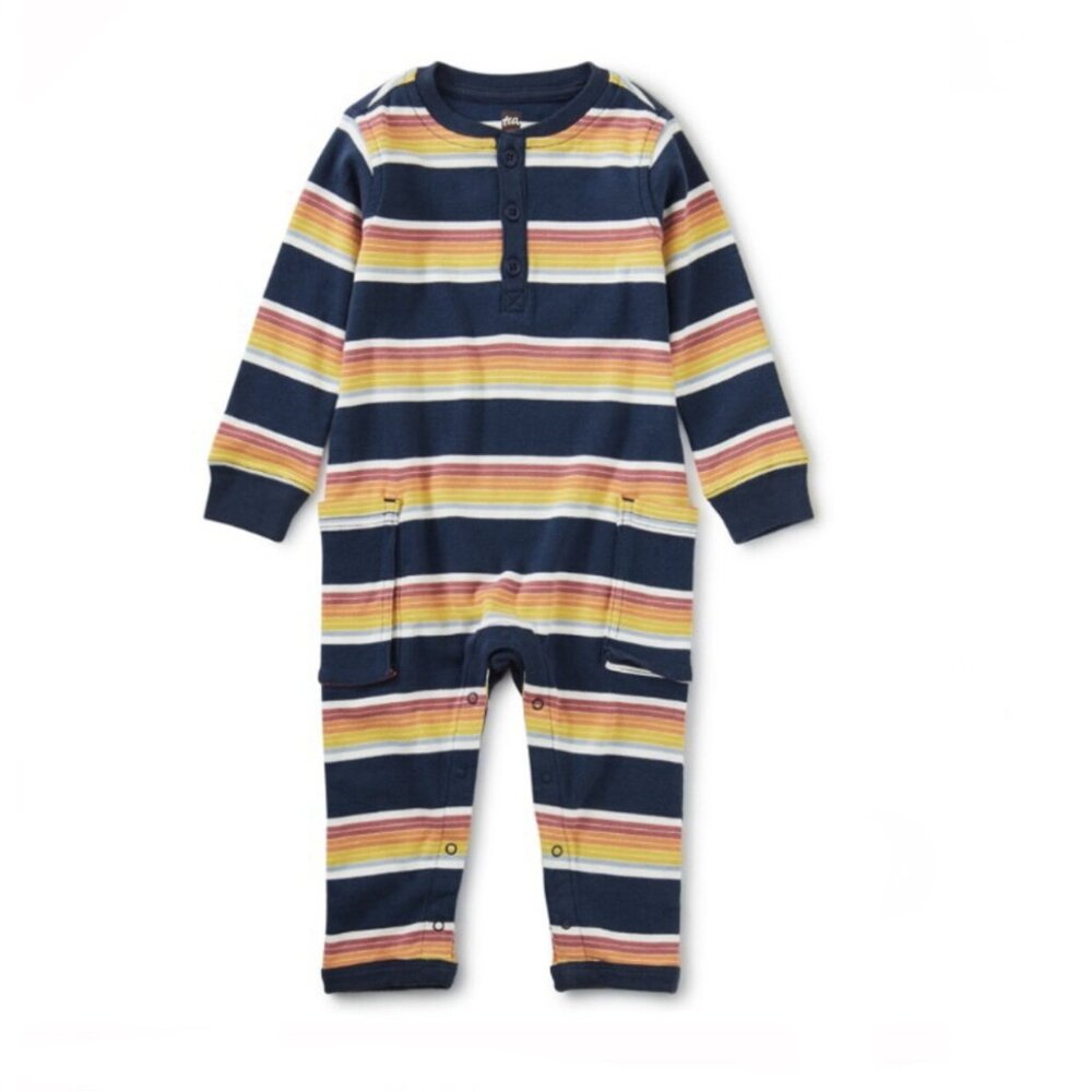 NWT Tea Collection Striped Cargo Romper Size 0-3 Months